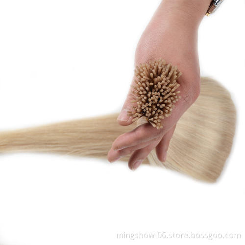 Russian i tip hair extensions silky straight
